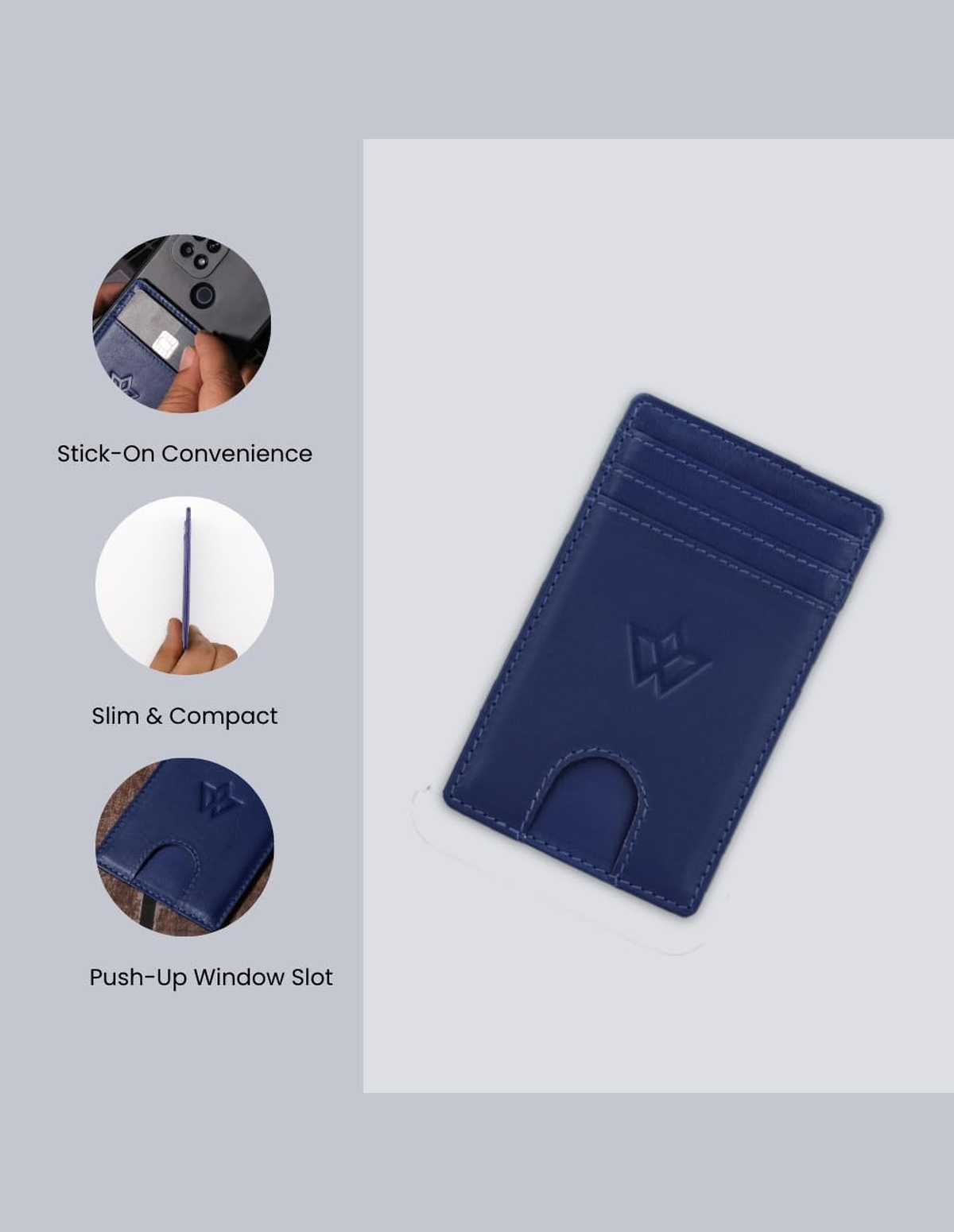 Unisex Leather Stick-on Card Holder