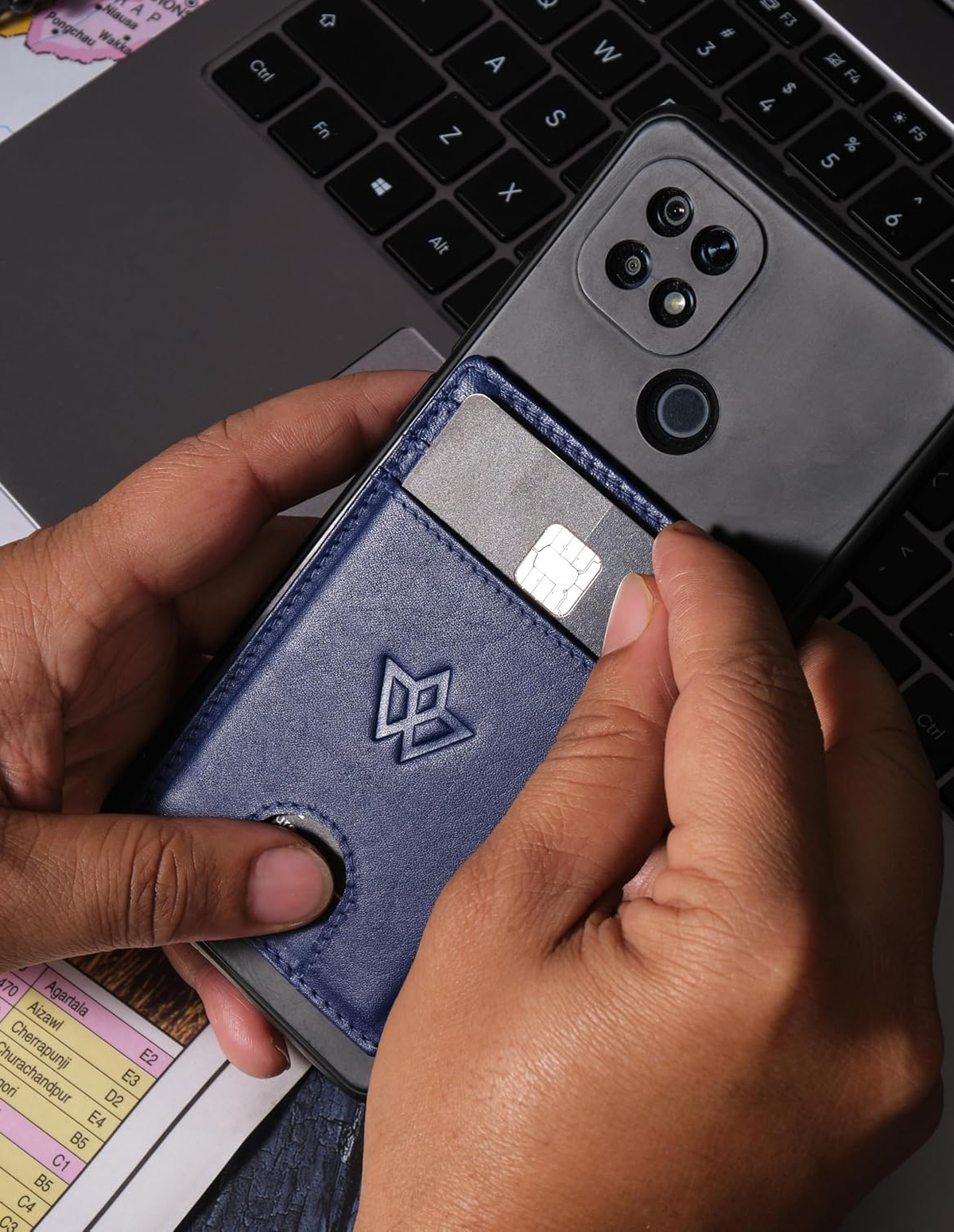 Unisex Leather Stick-on Card Holder