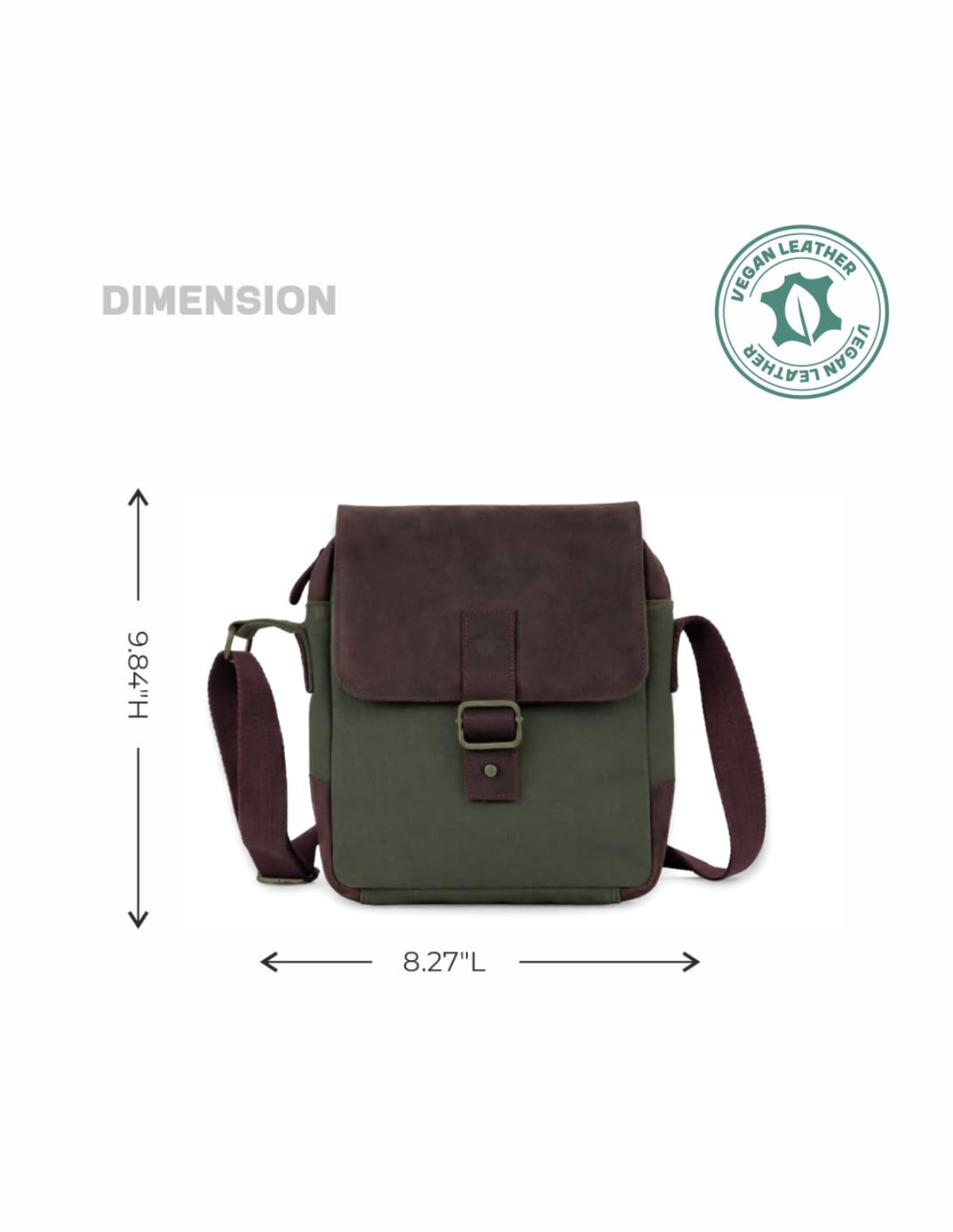 Canvas Messenger Bag Vegan Leather
