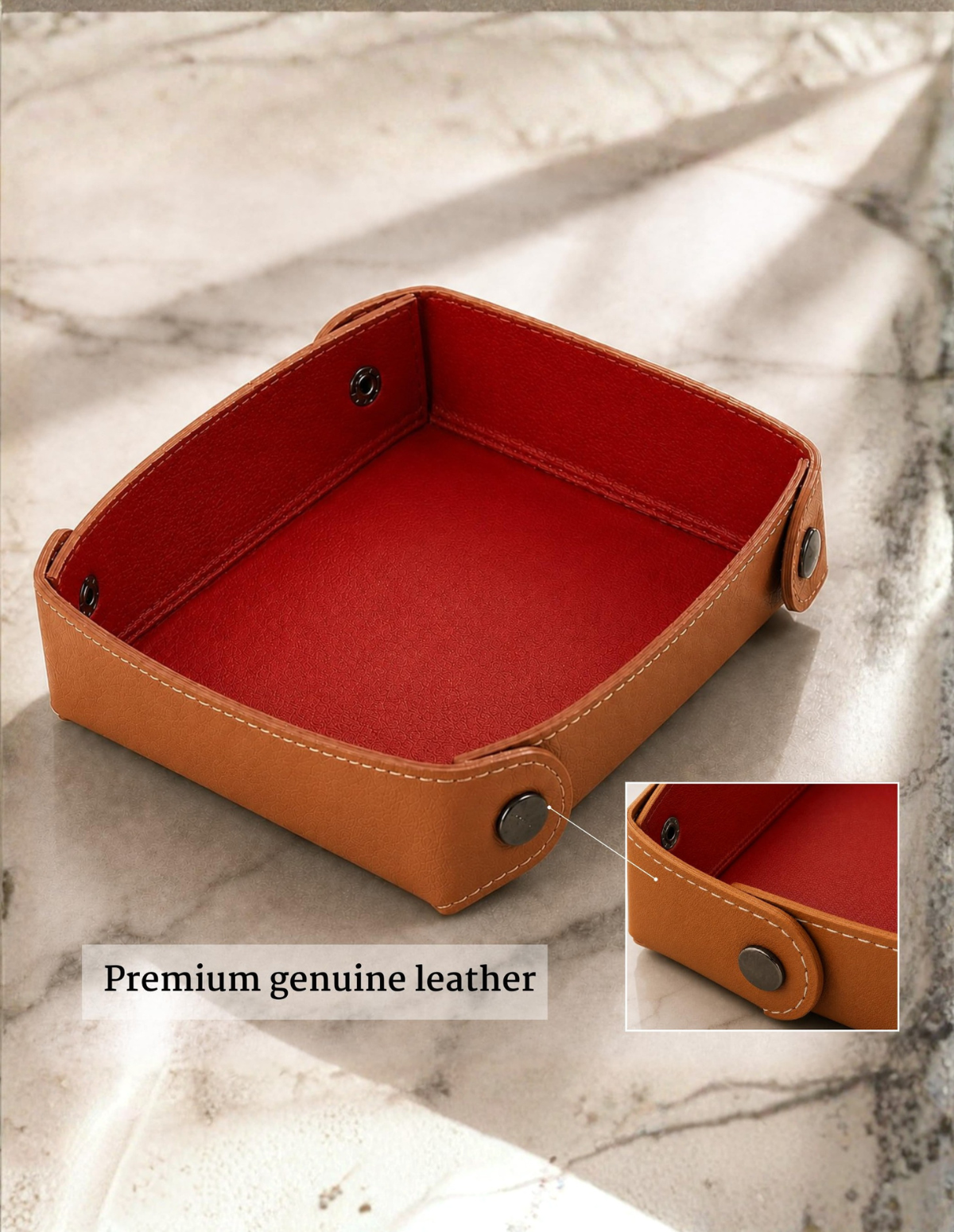 Leather Valet Tray Round