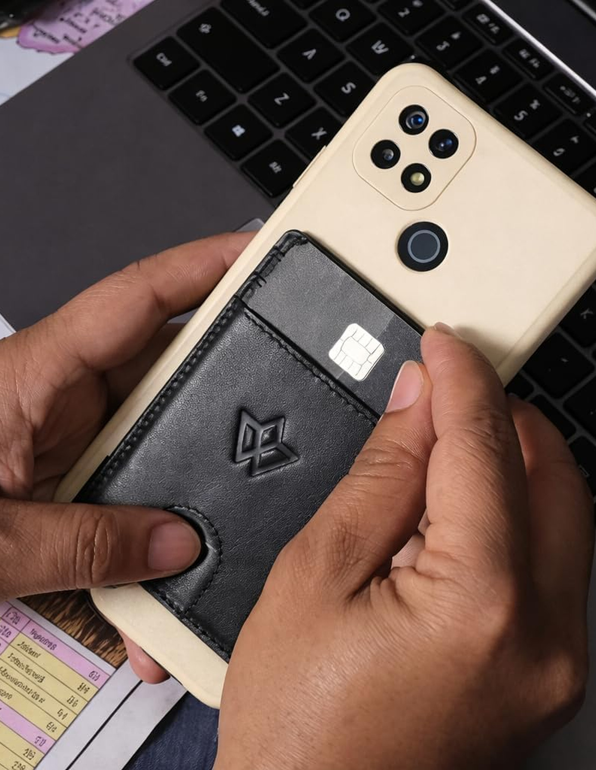 Unisex Leather Stick-on Card Holder