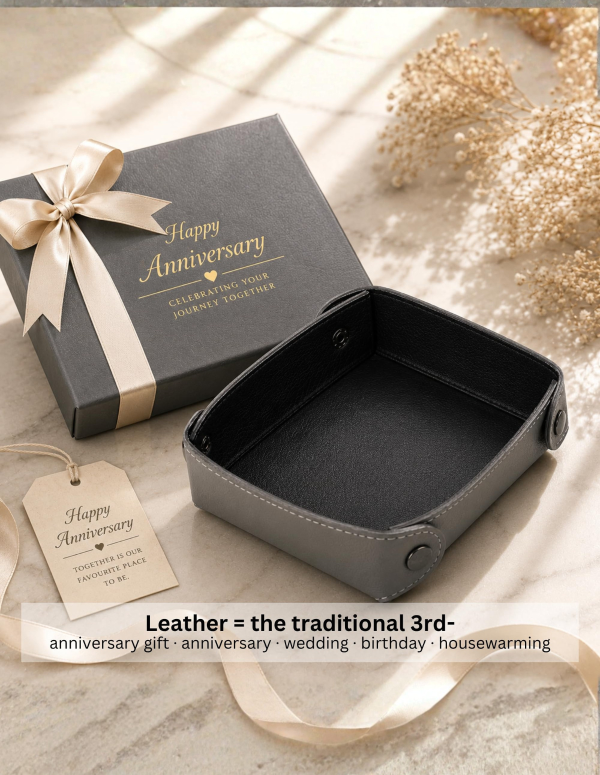 Leather Valet Tray Round