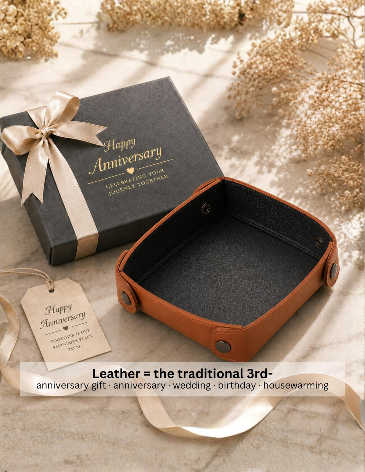 Leather Valet Tray Round