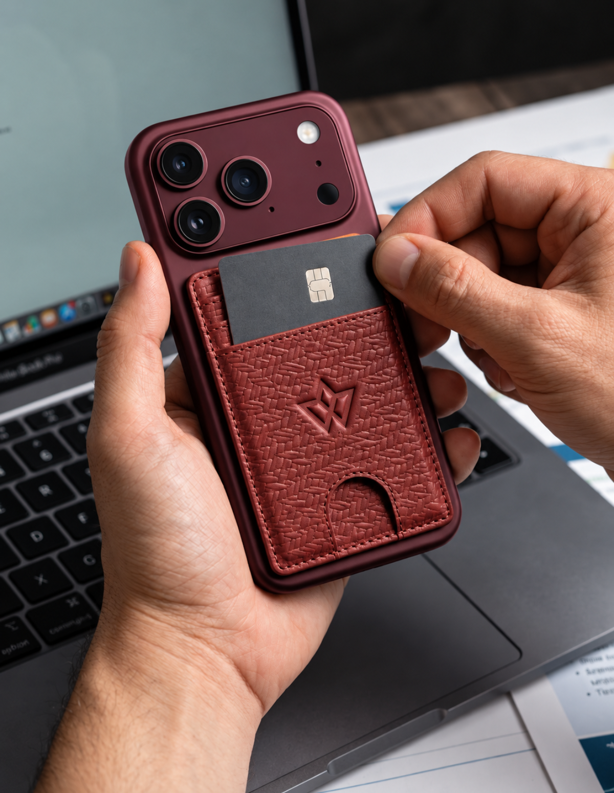 Unisex Leather Stick-on Card Holder