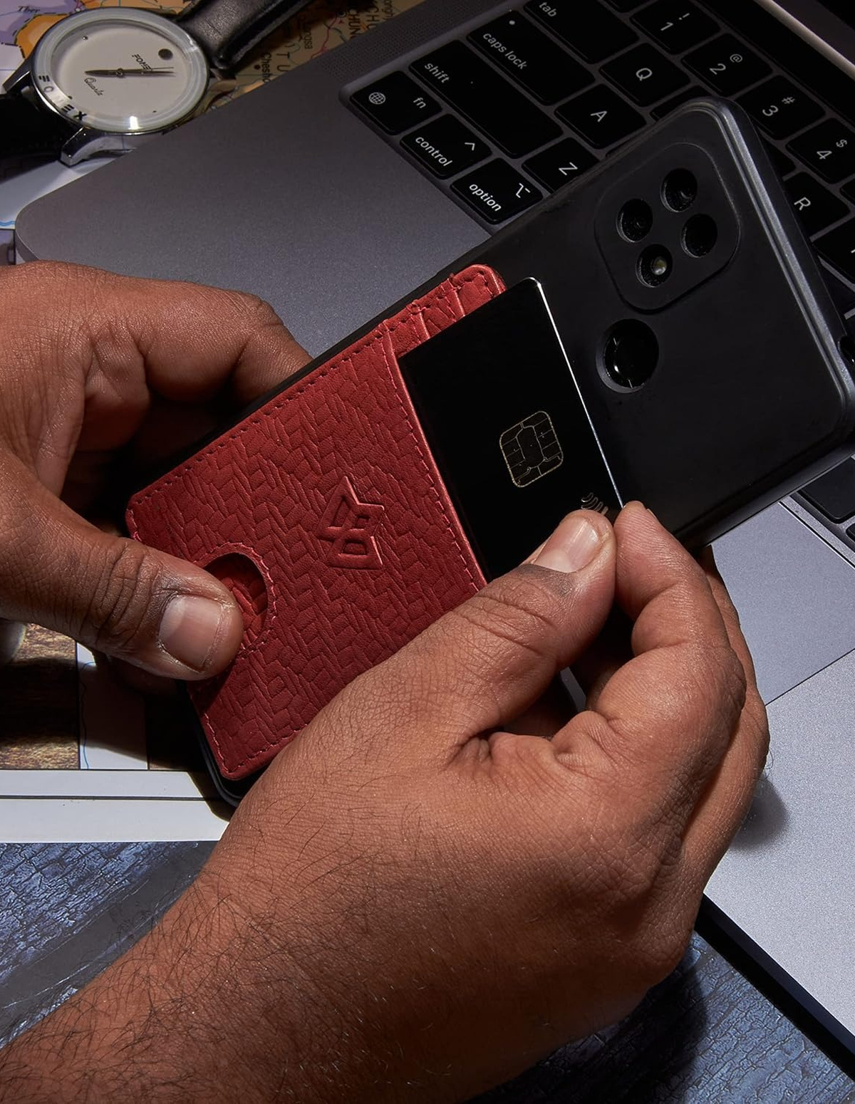 Unisex Leather Stick-on Card Holder