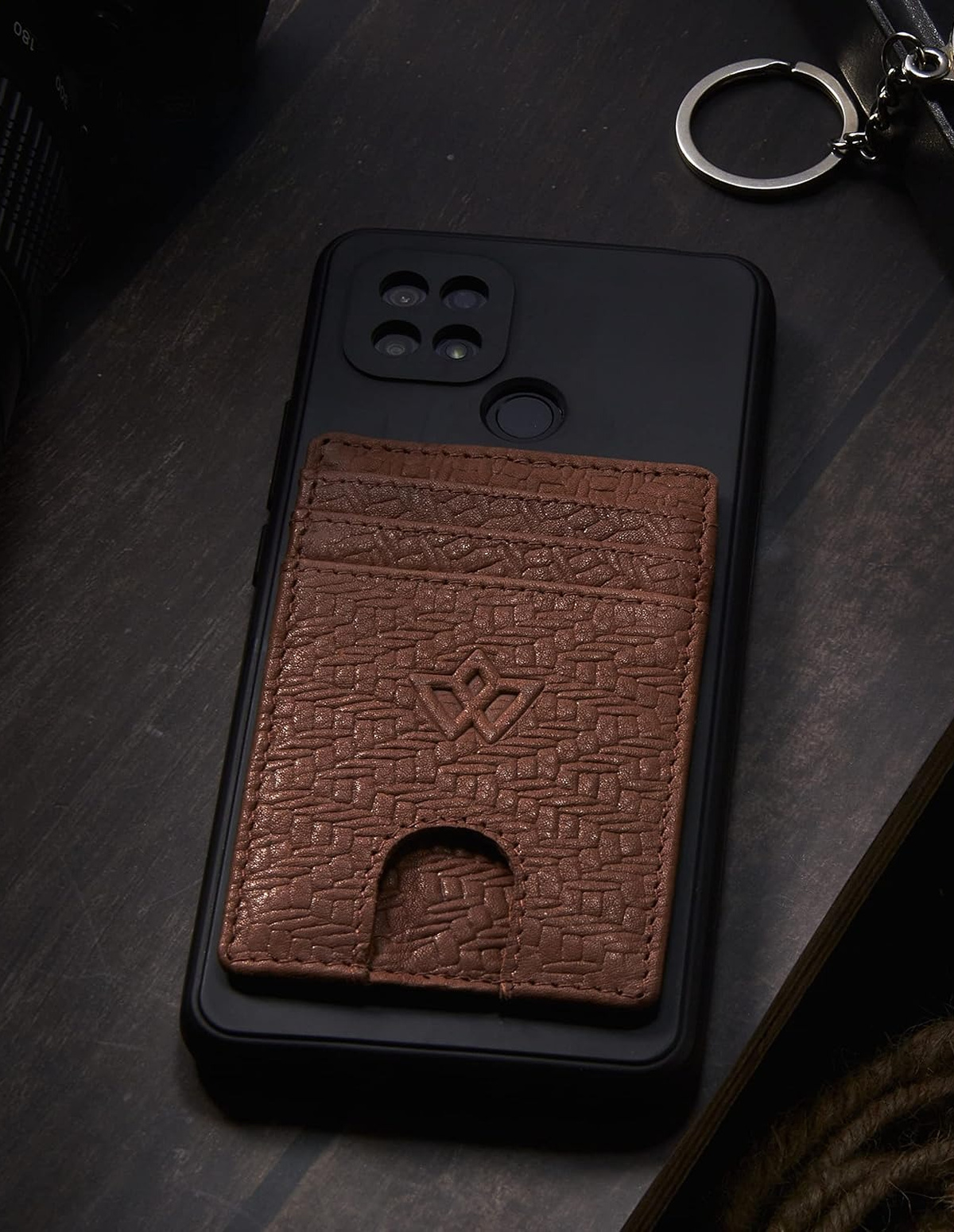 Unisex Leather Stick-on Card Holder
