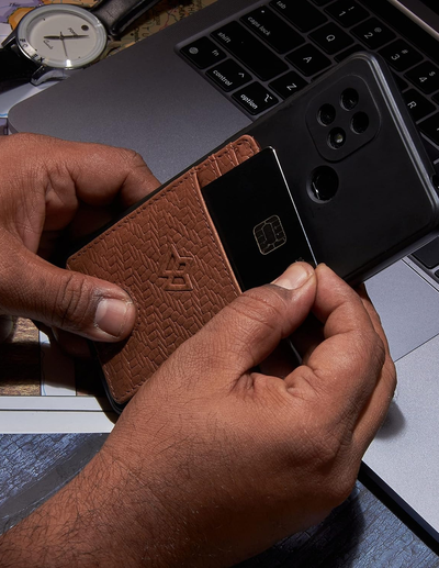 Unisex Leather Stick-on Card Holder