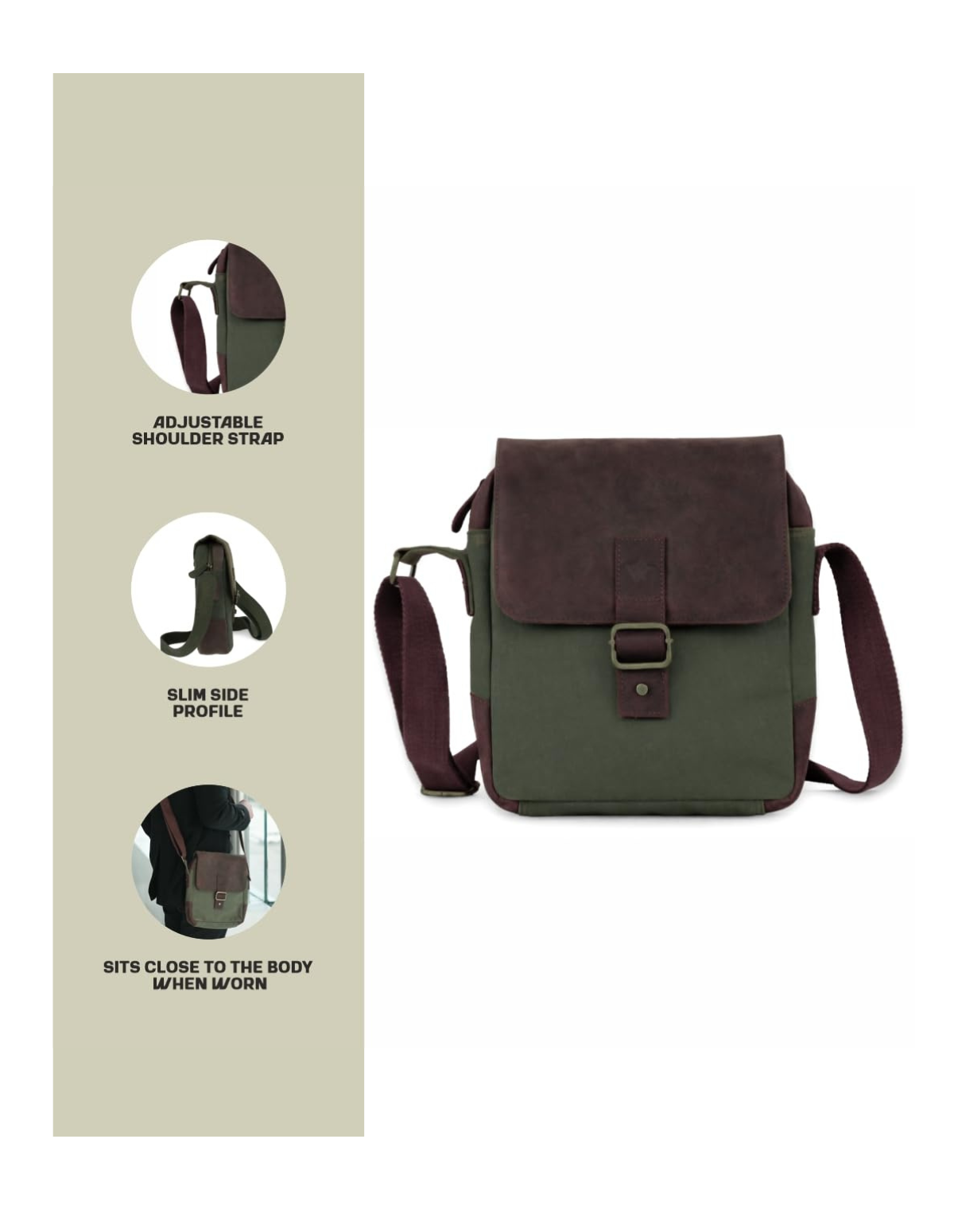 Canvas Messenger Bag Genuine Leather
