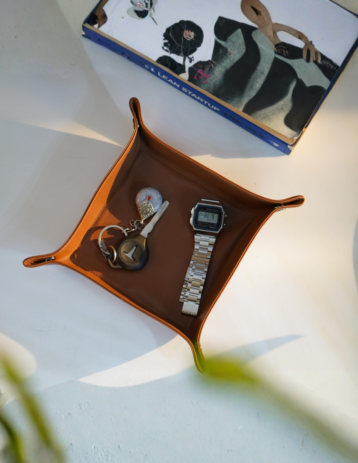 Genuine Leather Valet Tray Square