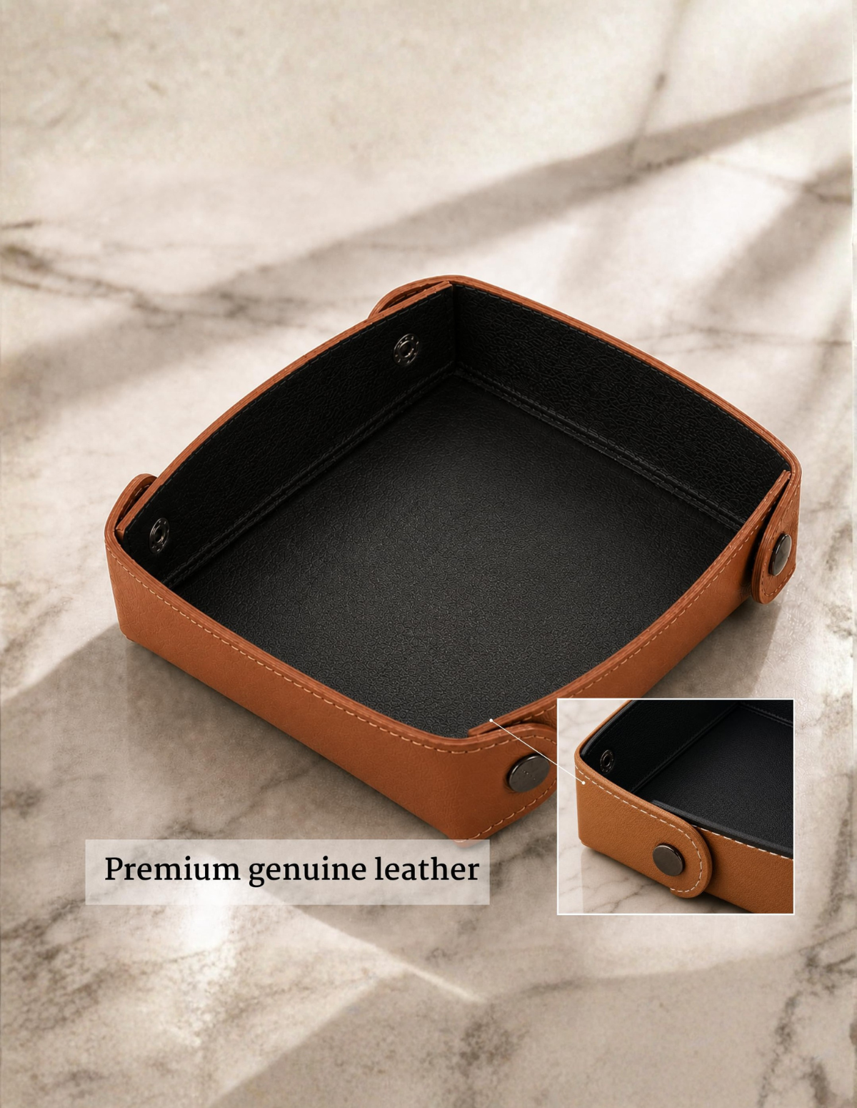 Leather Valet Tray Round