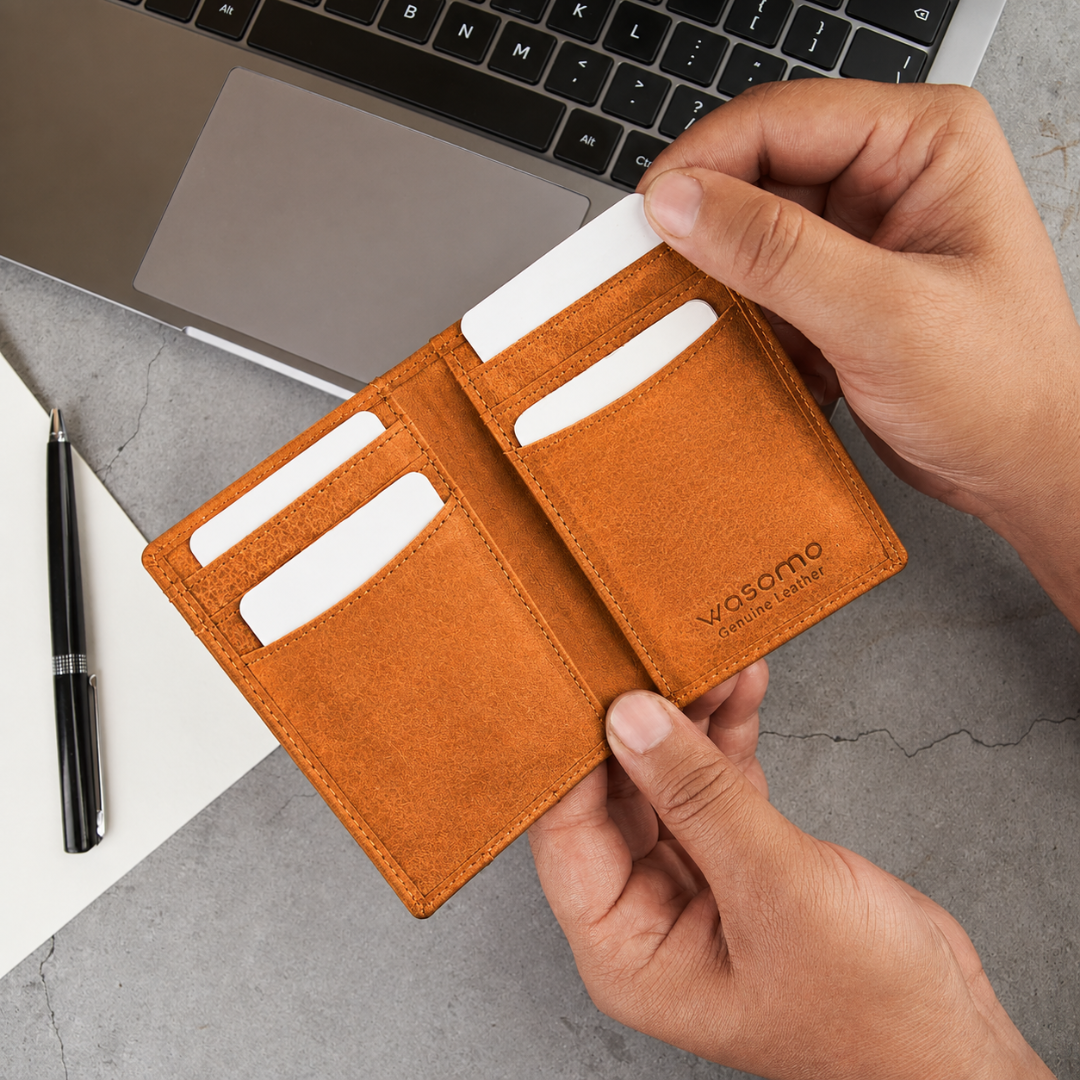 Slim RFID Bifold Leather Card Holder
