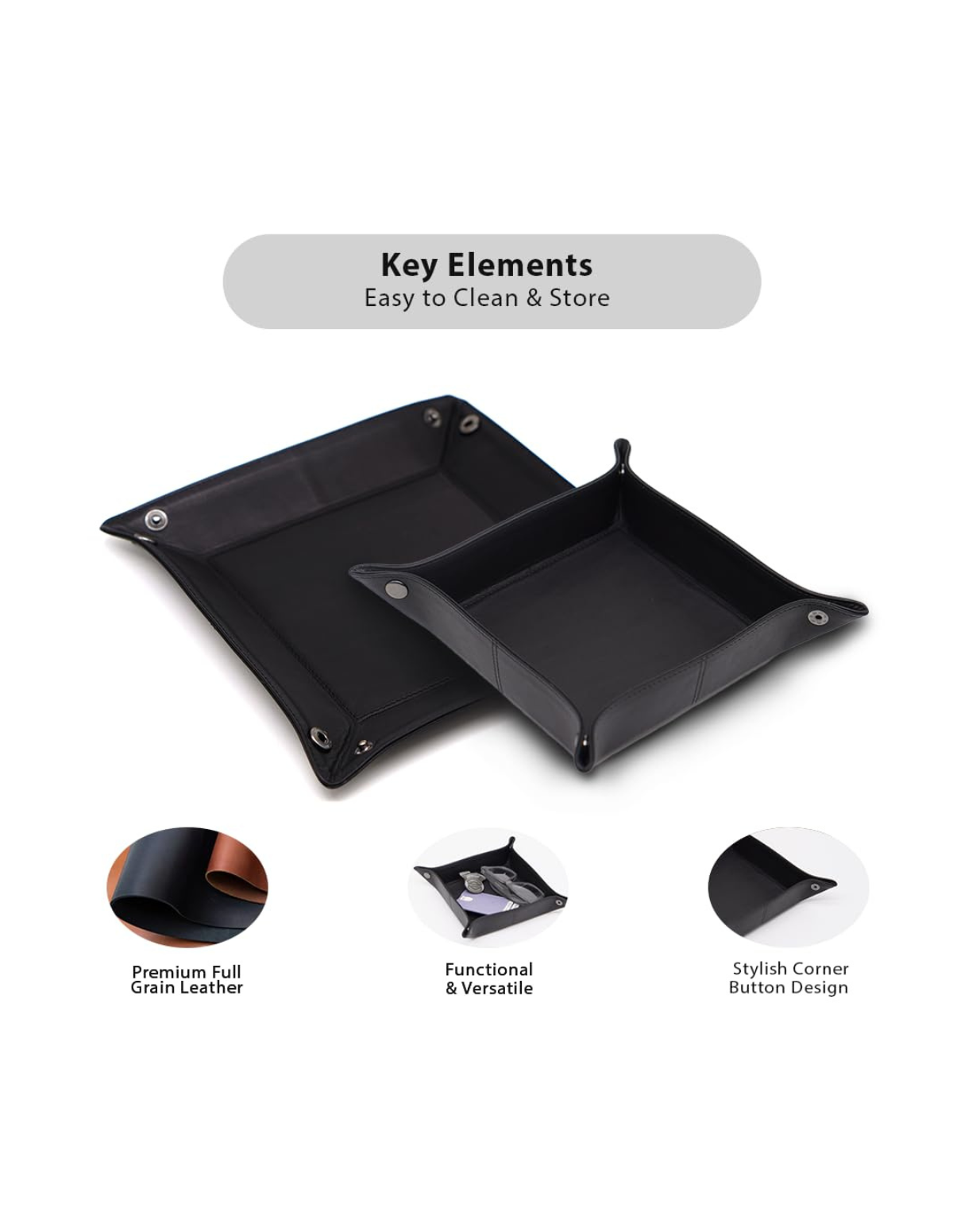 Genuine Leather Valet Tray Square