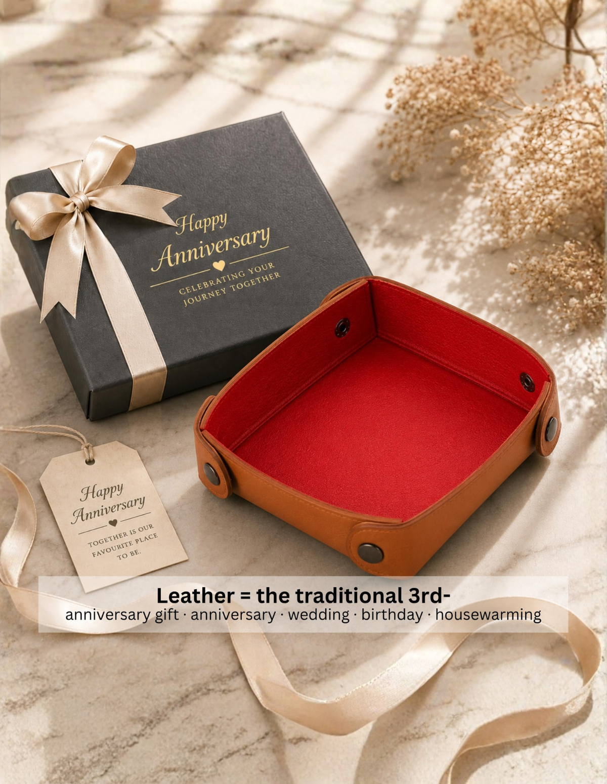 Leather Valet Tray Round