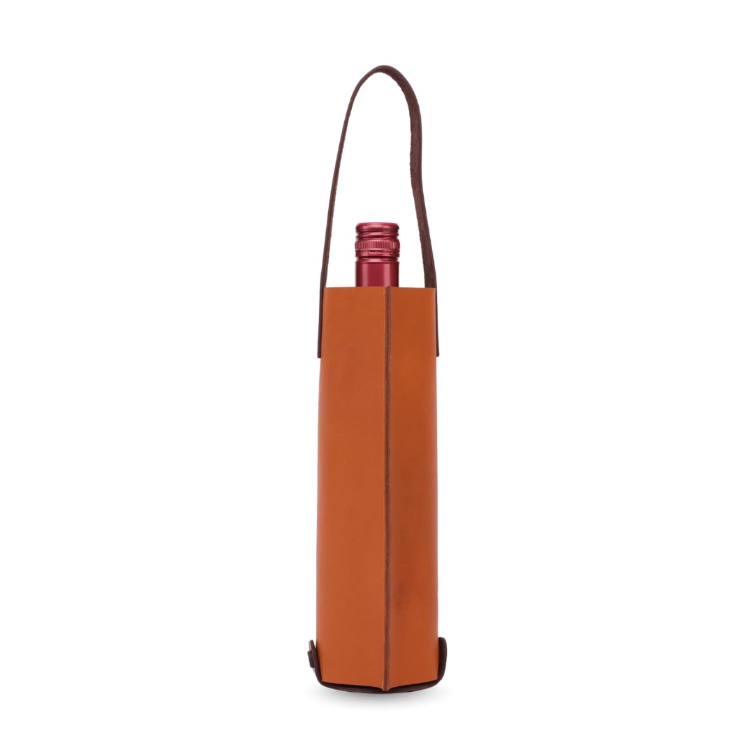 Genuine Leather Wine Bag | Liquor Bottle Holder, Wine Bottle Carry Bag | Portable, Reusable Gift Case