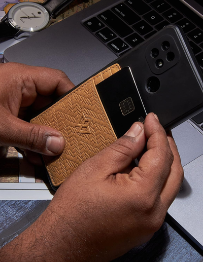 Unisex Leather Stick-on Card Holder