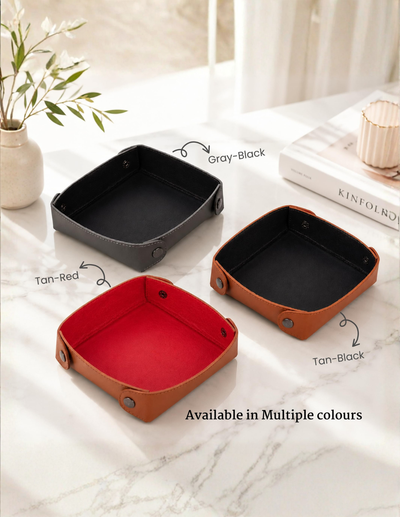 Leather Valet Tray Round