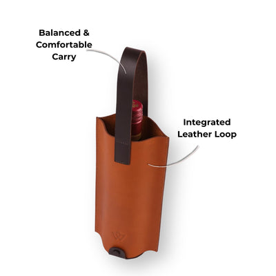 Genuine Leather Wine Bag | Liquor Bottle Holder, Wine Bottle Carry Bag | Portable, Reusable Gift Case