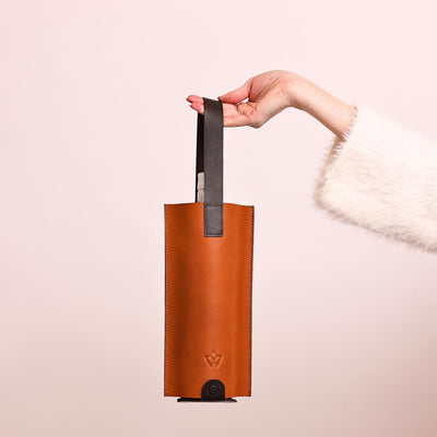 Genuine Leather Wine Bag | Liquor Bottle Holder, Wine Bottle Carry Bag | Portable, Reusable Gift Case