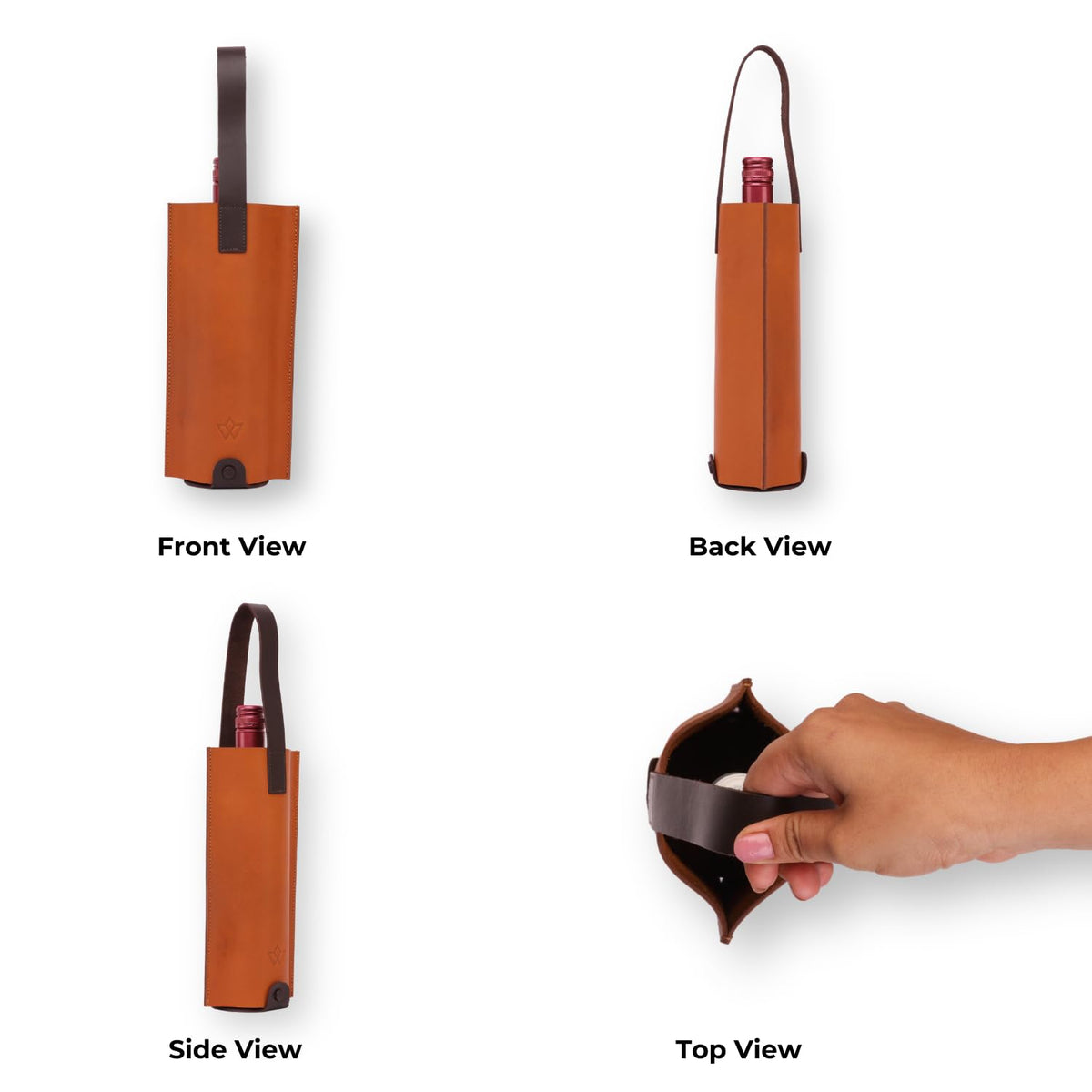 Genuine Leather Wine Bag | Liquor Bottle Holder, Wine Bottle Carry Bag | Portable, Reusable Gift Case