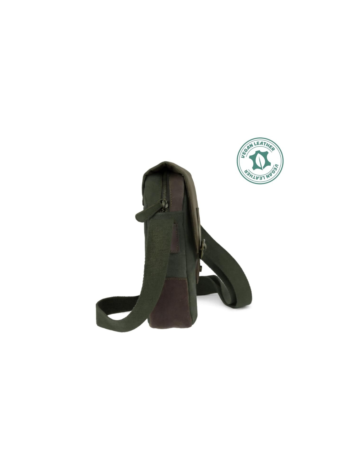Canvas Messenger Bag Vegan Leather