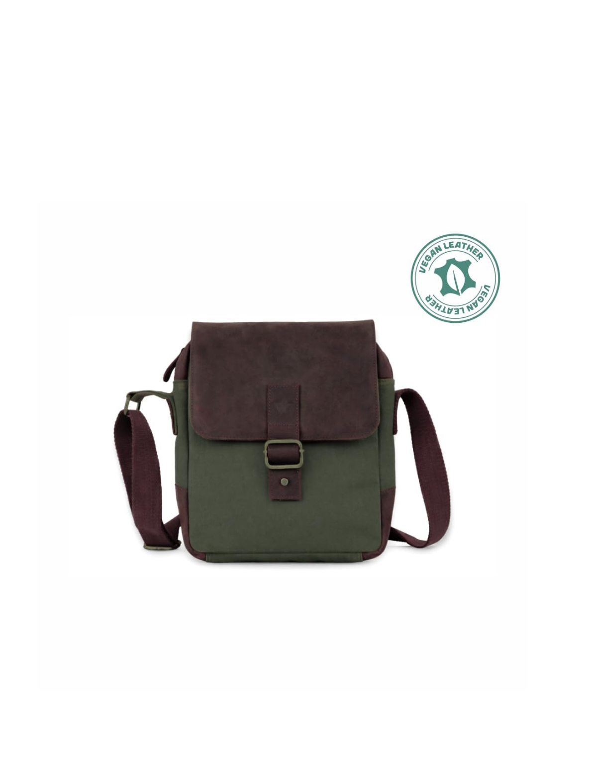Canvas Messenger Bag Vegan Leather