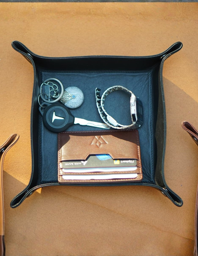 Genuine Leather Valet Tray Square