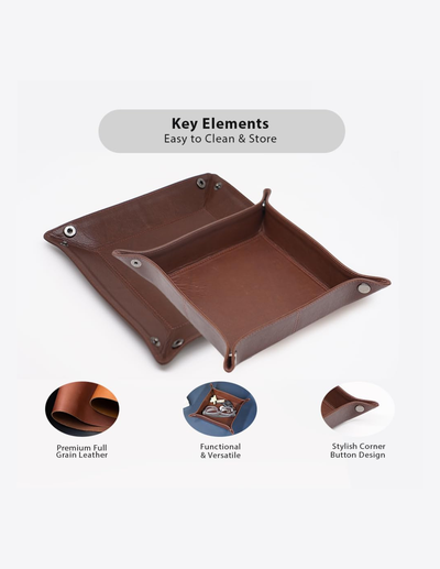 Genuine Leather Valet Tray Square