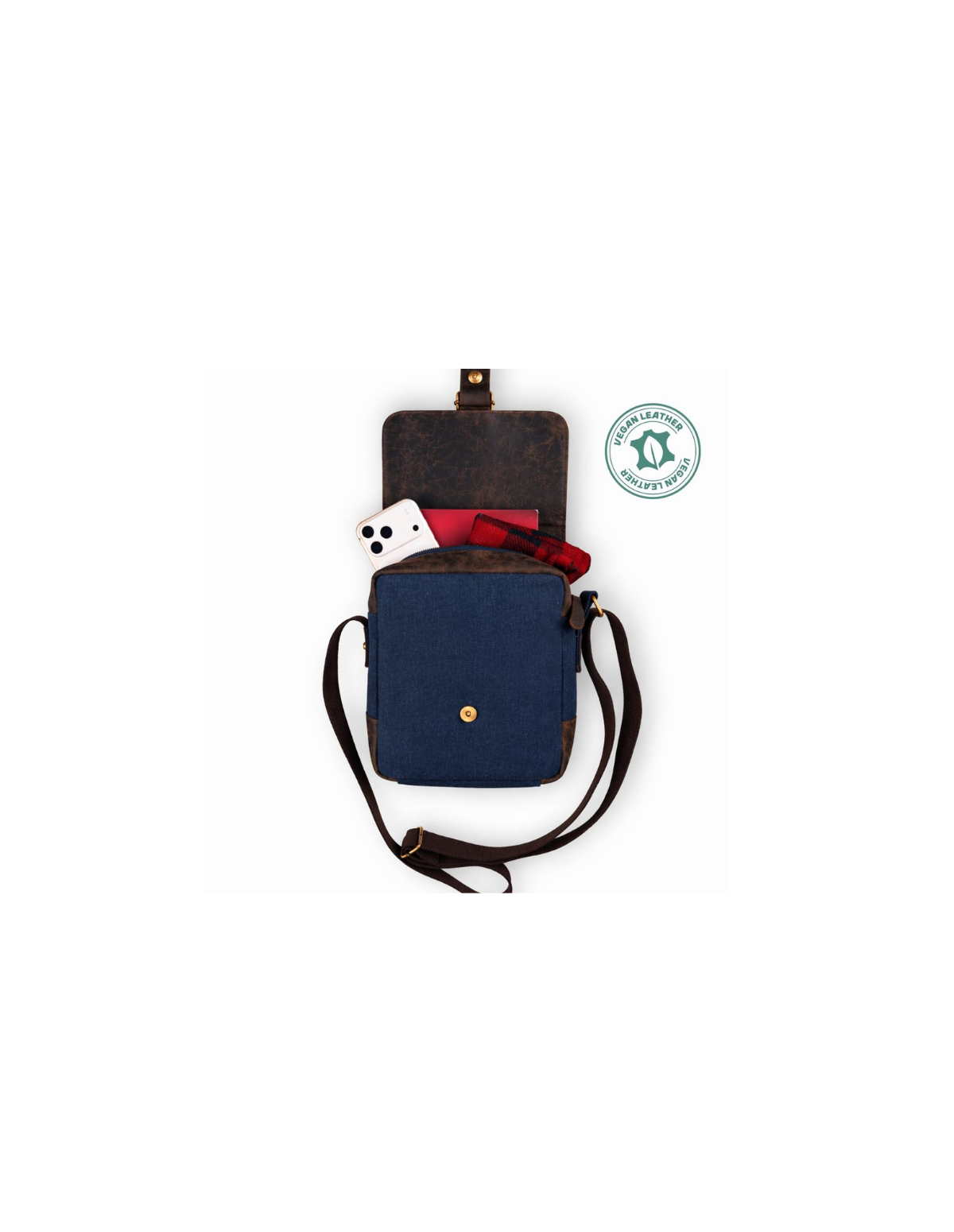 Canvas Messenger Bag Vegan Leather
