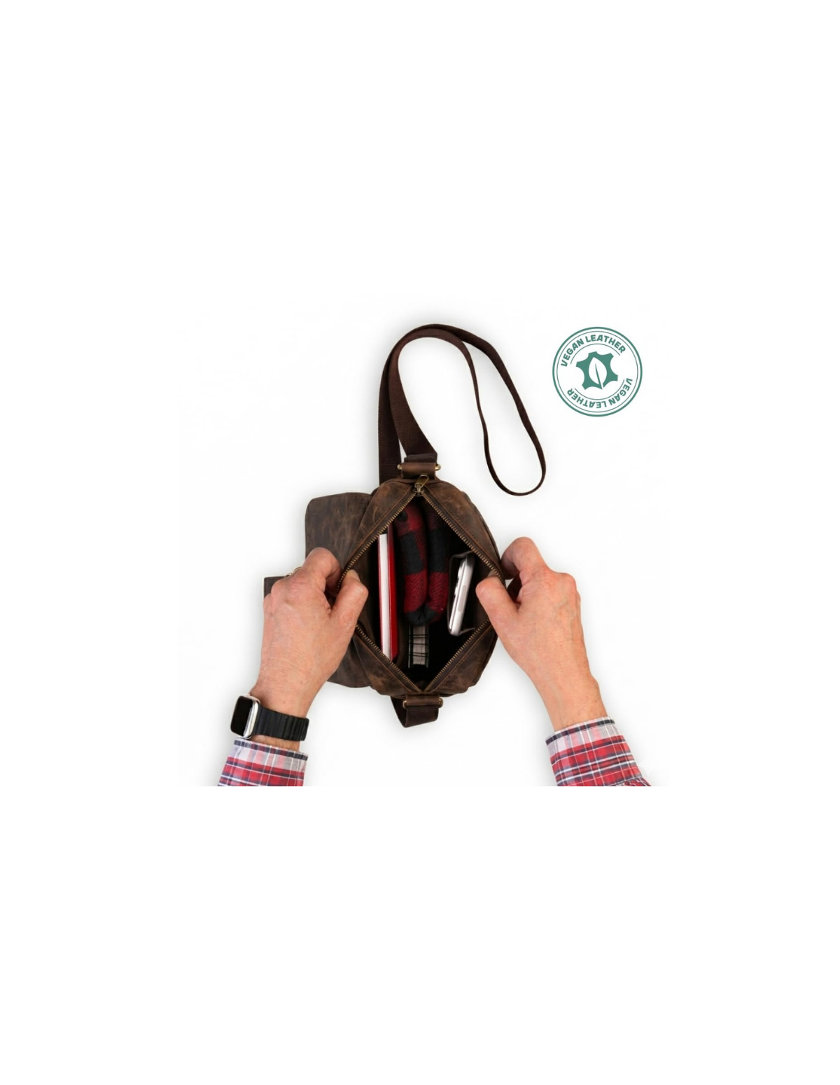 Canvas Messenger Bag Vegan Leather