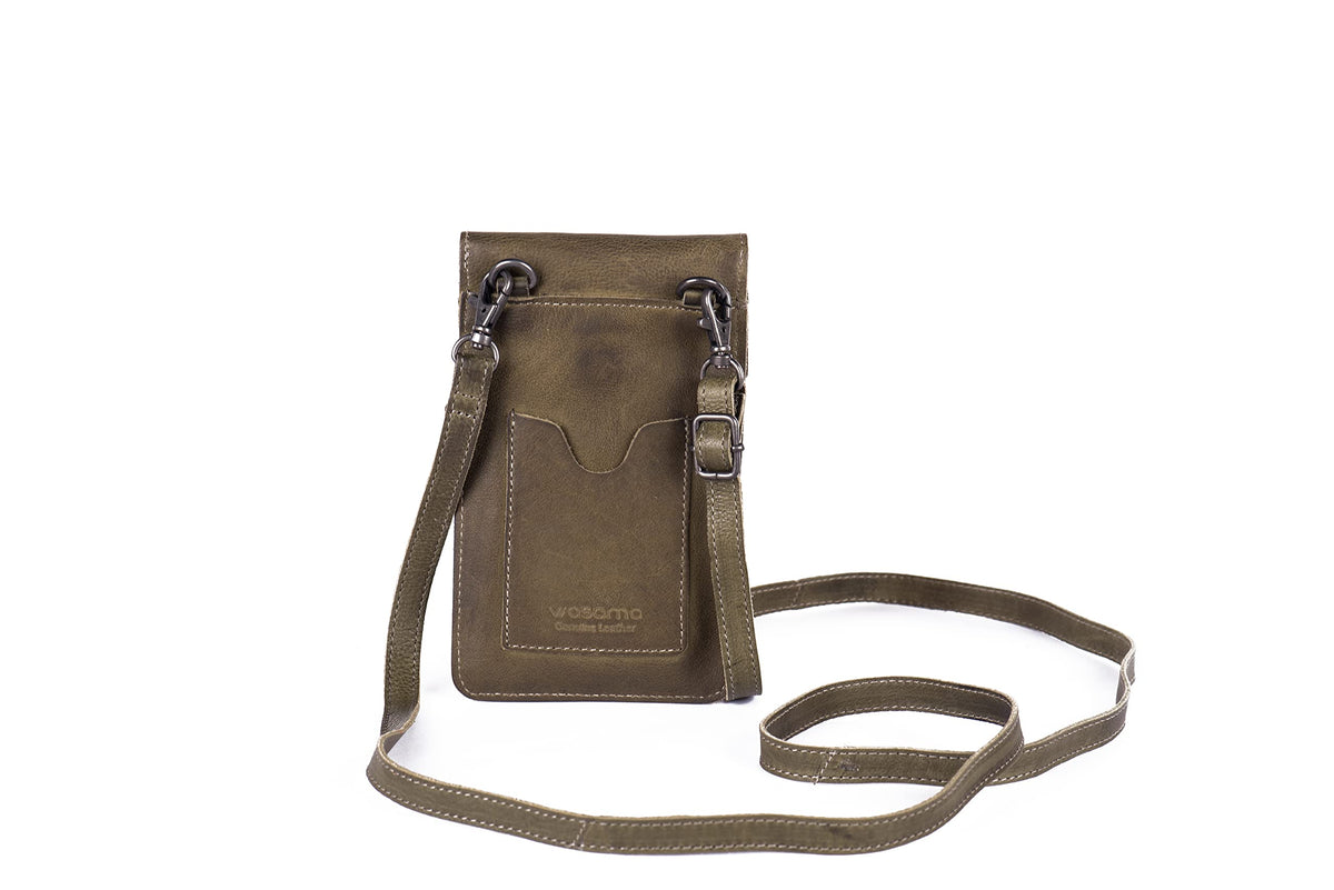 Genuine leather phone crossbody bag Colours Available (washed out look) | Travel, Sling, Festival, Holiday | RFID protection