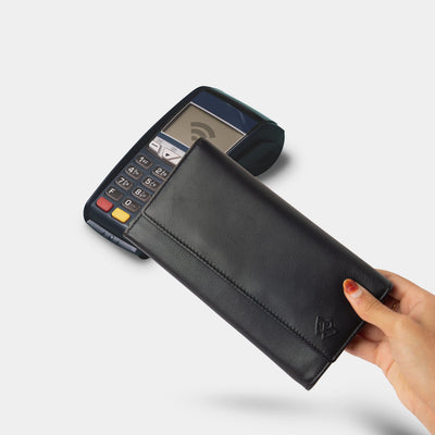 Genuine Leather Long Wallet for Women with Multiple Card Slots, Phone Compartment, Zipper Coin Pouch and RFID