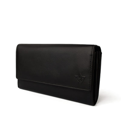 Genuine Leather Long Wallet for Women with Multiple Card Slots, Phone Compartment, Zipper Coin Pouch and RFID