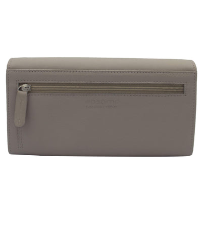 Genuine Leather Long Wallet for Women with Multiple Card Slots, Phone Compartment, Zipper Coin Pouch and RFID