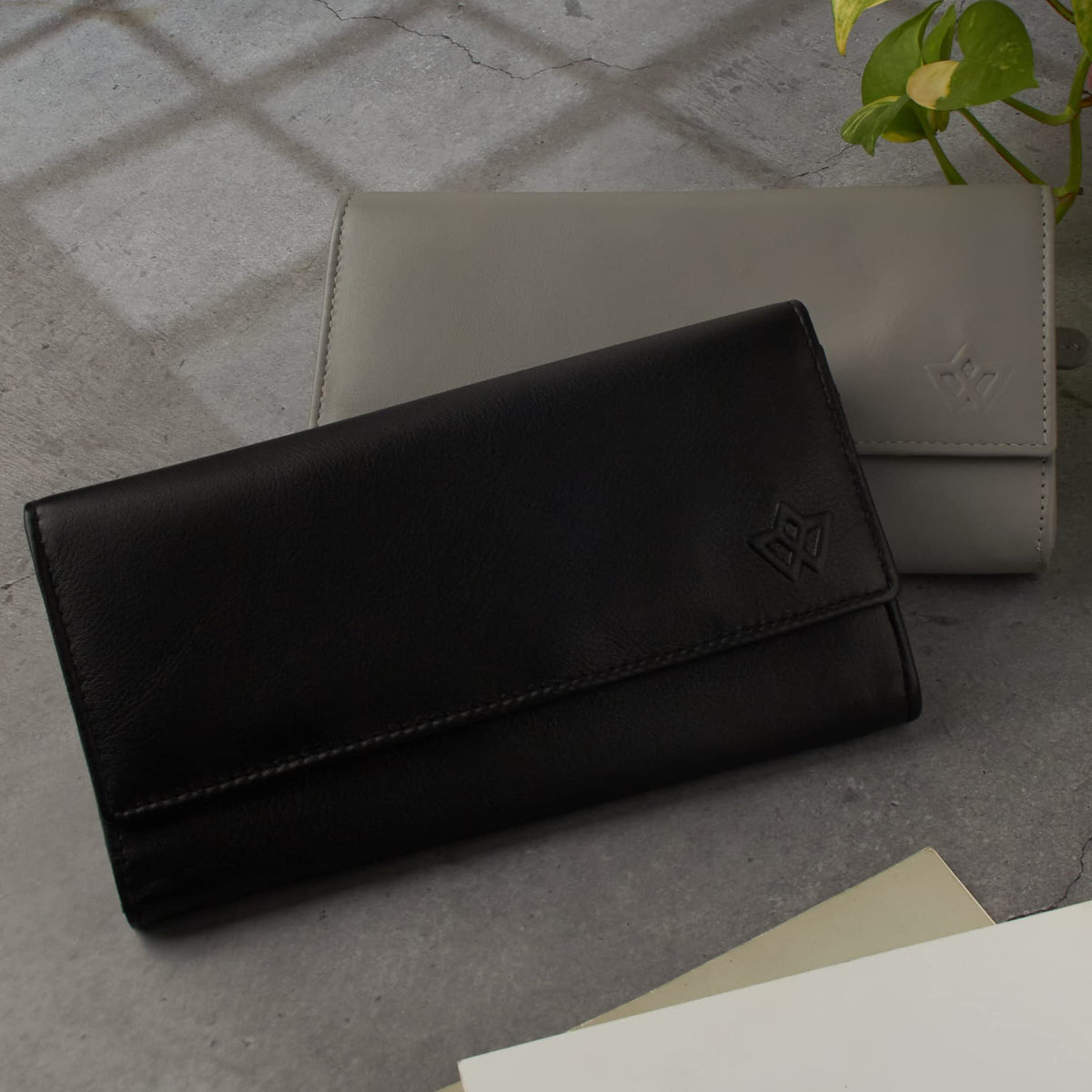 Genuine Leather Long Wallet for Women with Multiple Card Slots, Phone Compartment, Zipper Coin Pouch and RFID