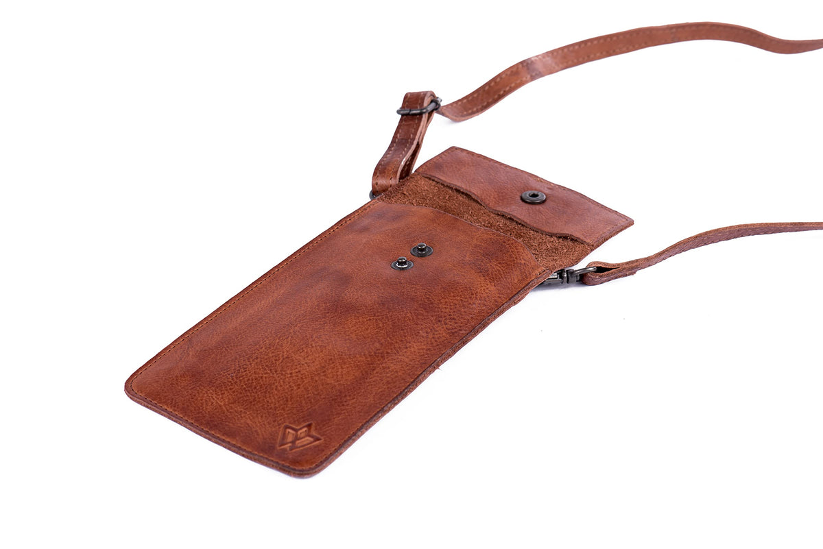 Genuine leather phone crossbody bag Colours Available (washed out look) | Travel, Sling, Festival, Holiday | RFID protection