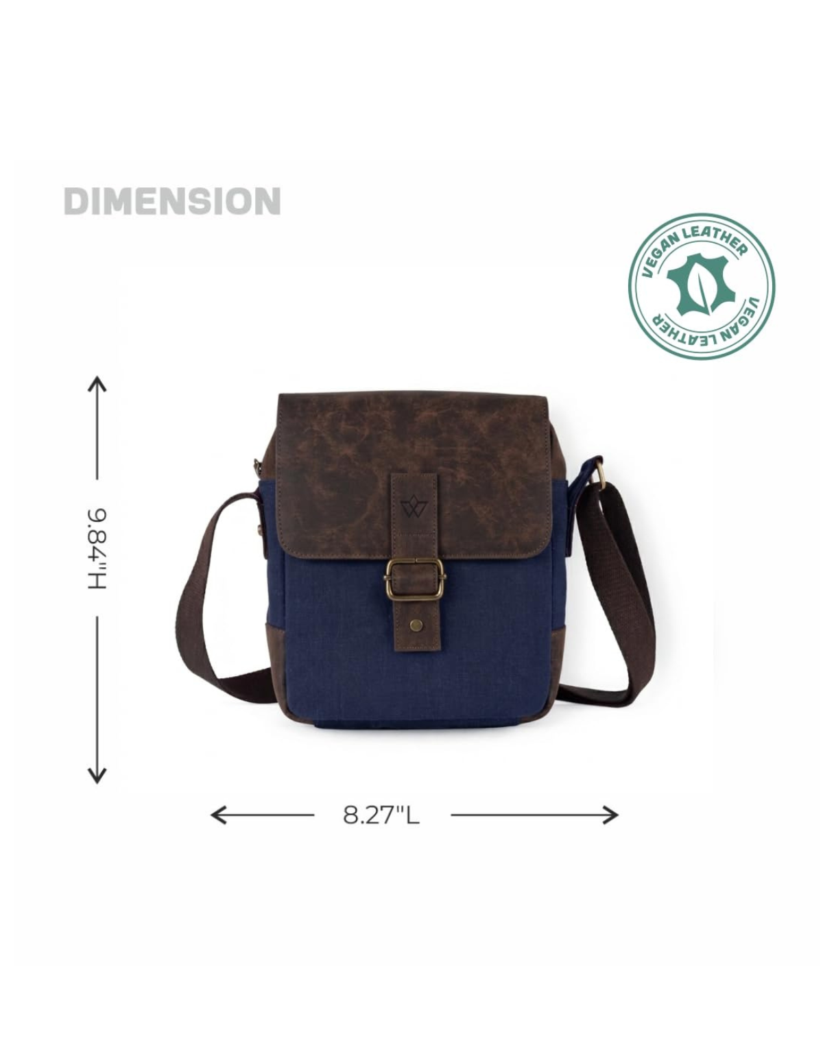 Canvas Messenger Bag Vegan Leather