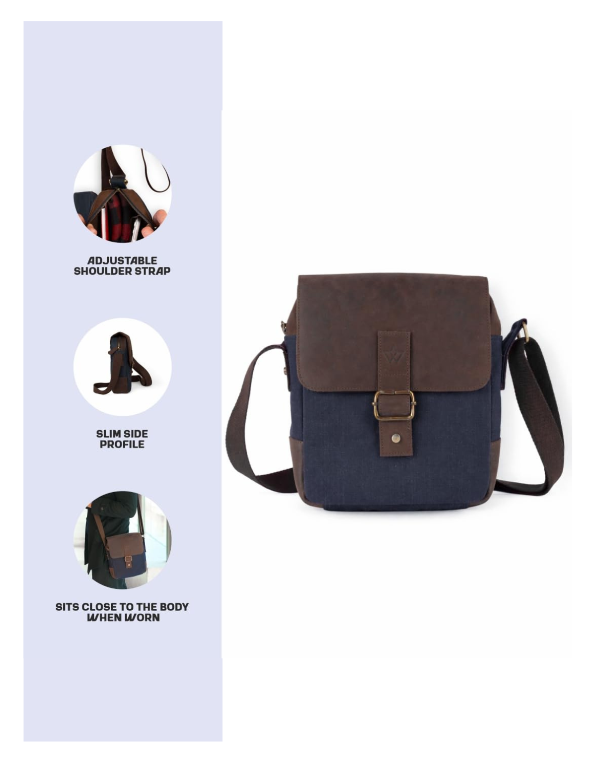 Canvas Messenger Bag Genuine Leather
