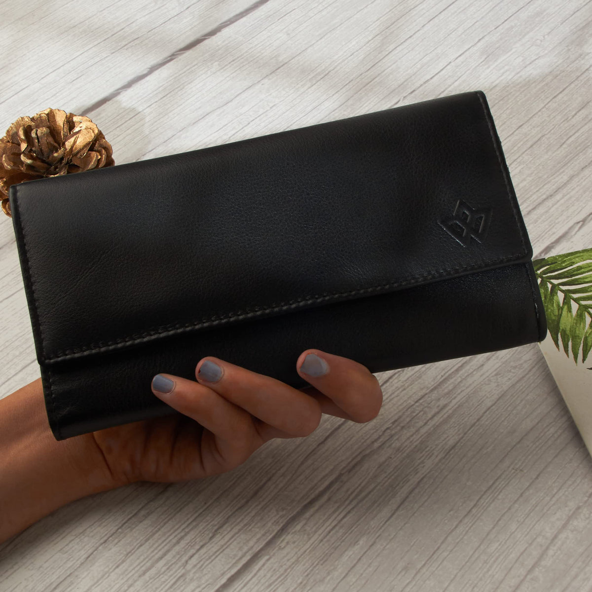 Genuine Leather Long Wallet for Women with Multiple Card Slots, Phone Compartment, Zipper Coin Pouch and RFID
