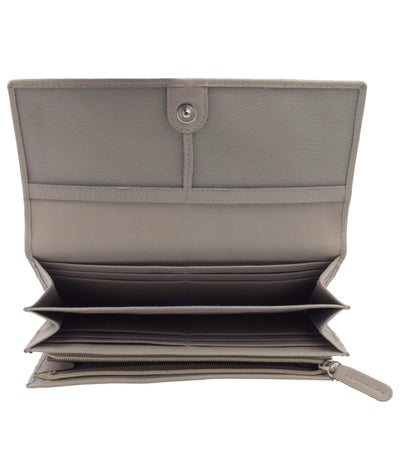 Genuine Leather Long Wallet for Women with Multiple Card Slots, Phone Compartment, Zipper Coin Pouch and RFID