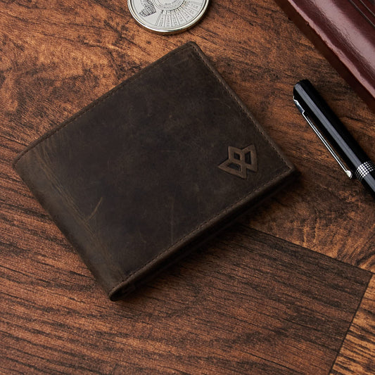 Slim Leather Wallet for Men Black, Brown, Vintage Brown | Bifold, Minimalist, Multiple Card Slots | RFID Protection