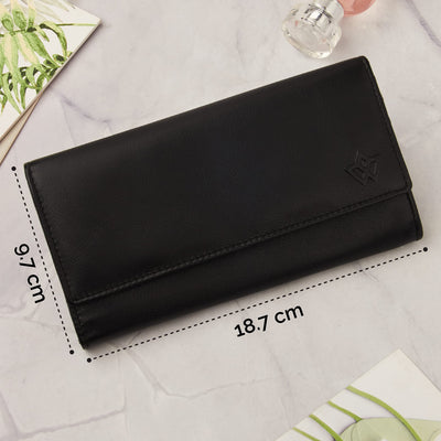 Genuine Leather Long Wallet for Women with Multiple Card Slots, Phone Compartment, Zipper Coin Pouch and RFID