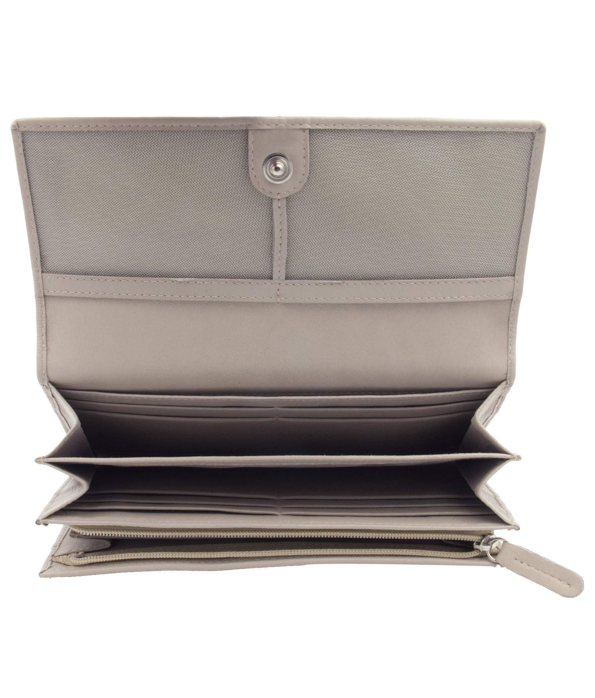 Genuine Leather Long Wallet for Women with Multiple Card Slots, Phone Compartment, Zipper Coin Pouch and RFID