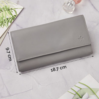 Genuine Leather Long Wallet for Women with Multiple Card Slots, Phone Compartment, Zipper Coin Pouch and RFID