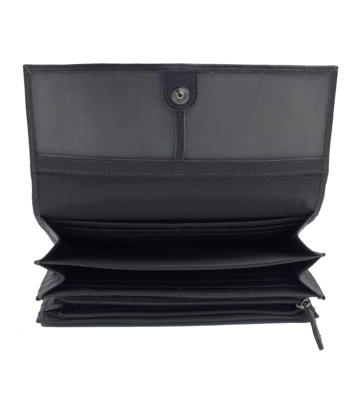Genuine Leather Long Wallet for Women with Multiple Card Slots, Phone Compartment, Zipper Coin Pouch and RFID