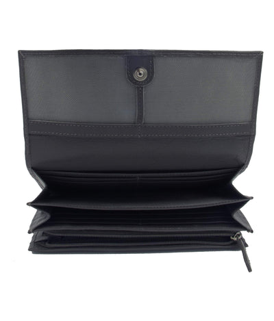 Genuine Leather Long Wallet for Women with Multiple Card Slots, Phone Compartment, Zipper Coin Pouch and RFID