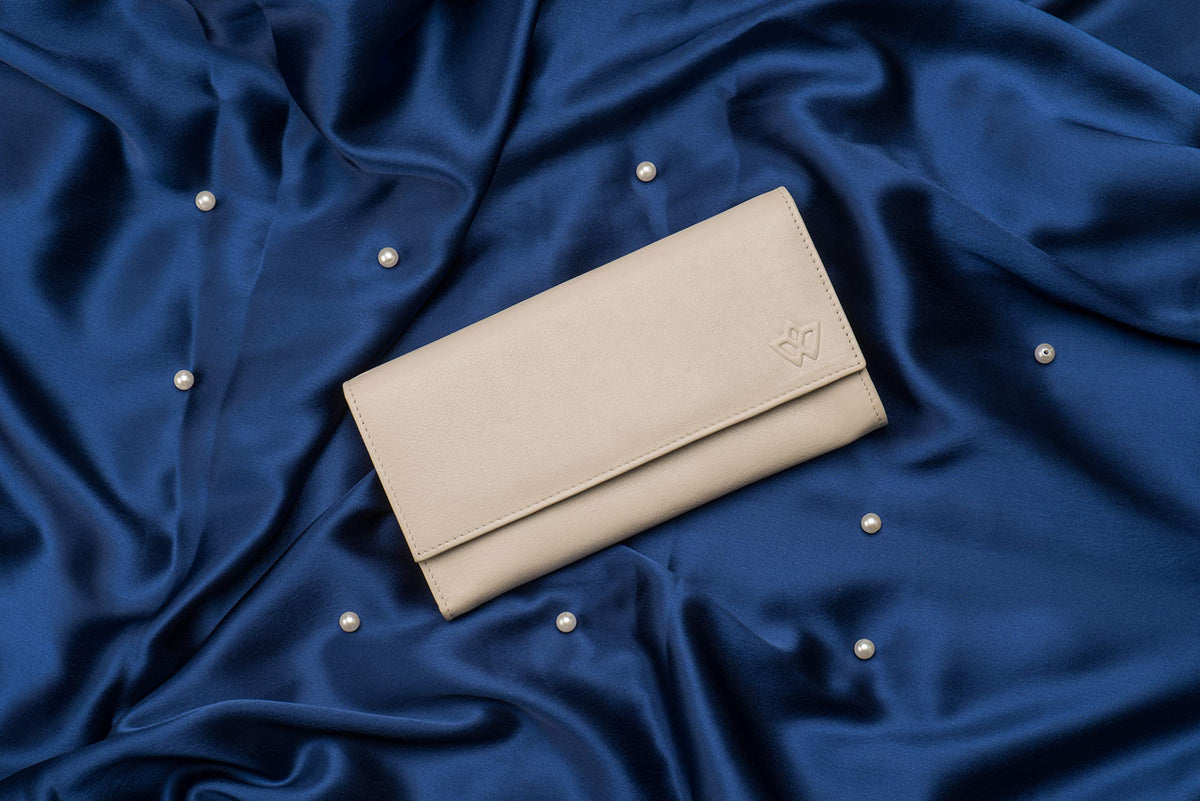 Genuine Leather Long Wallet for Women with Multiple Card Slots, Phone Compartment, Zipper Coin Pouch and RFID