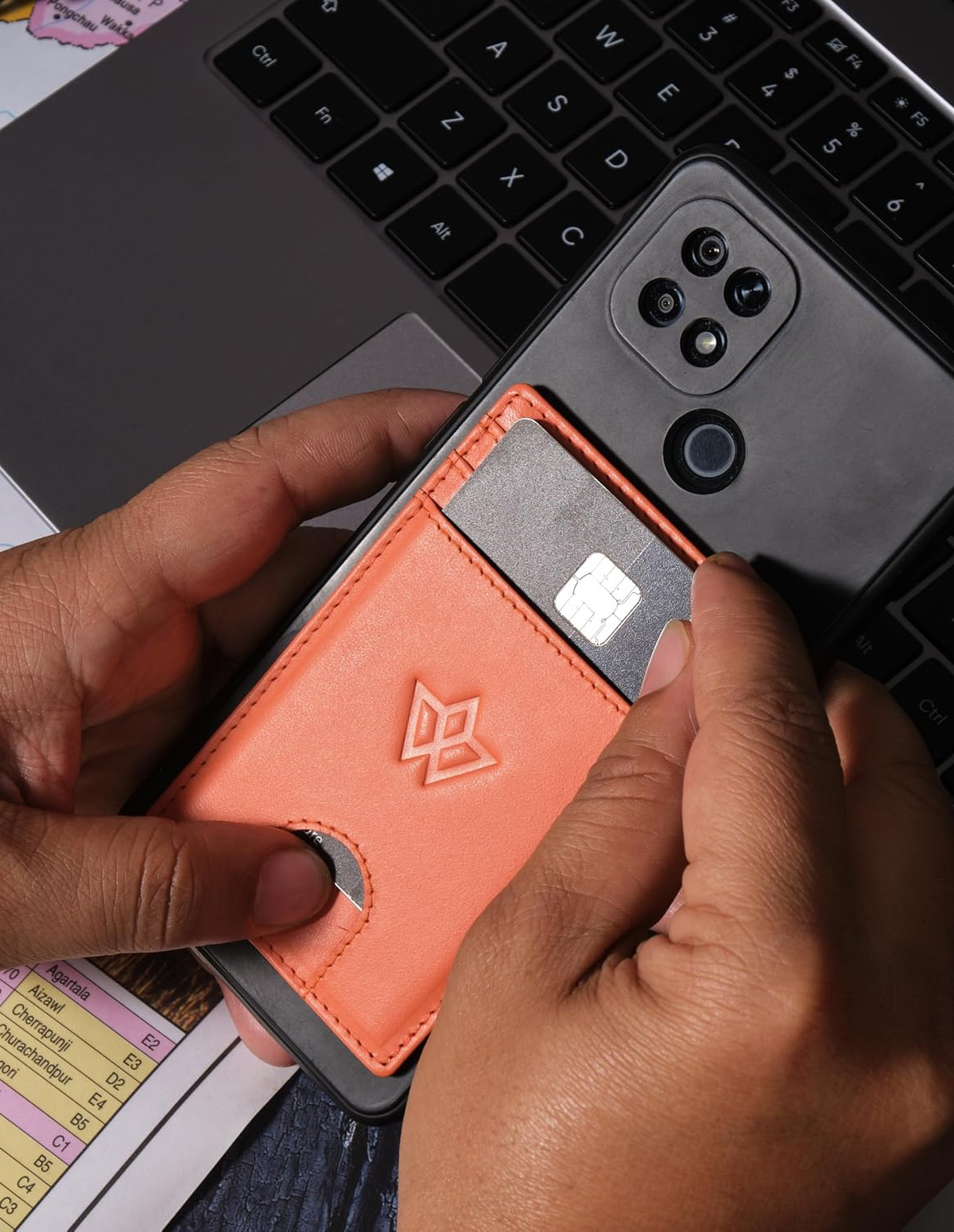Unisex Leather Stick-on Card Holder