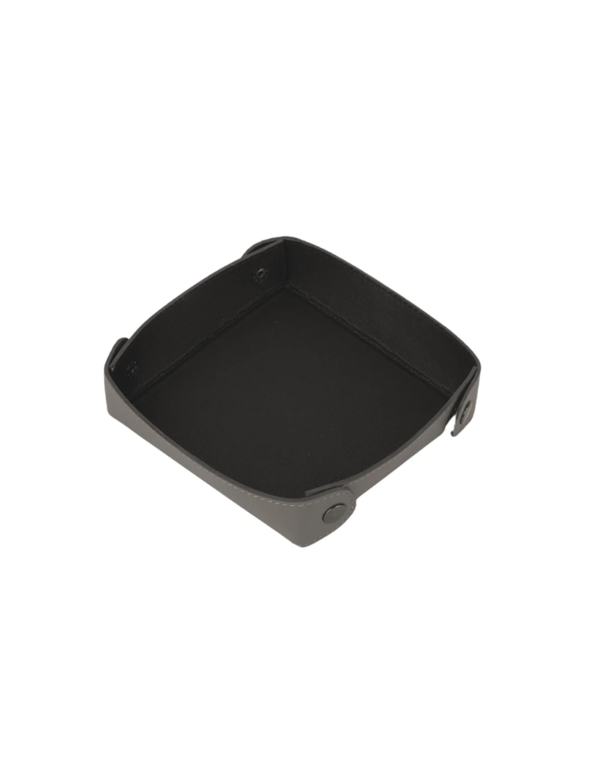 A black square plastic tray or organizer insert with raised edges and small tabs on the sides, shown on a plain white background.