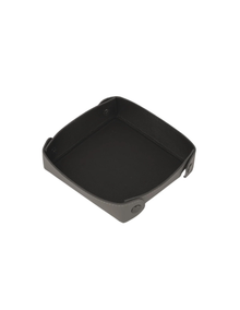 A black square plastic tray or organizer insert with raised edges and small tabs on the sides, shown on a plain white background.