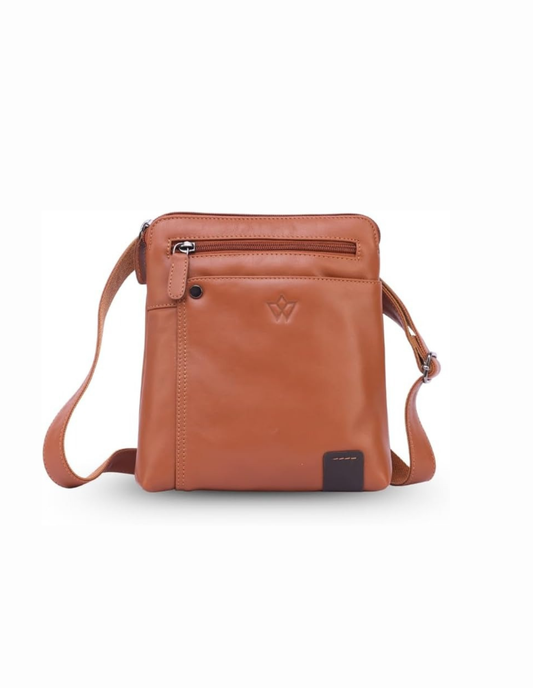 Genuine Leather Crossbody Bag | Soft Shoulder Handbag with Adjustable Strap and Multiple Compartments | (Brown)